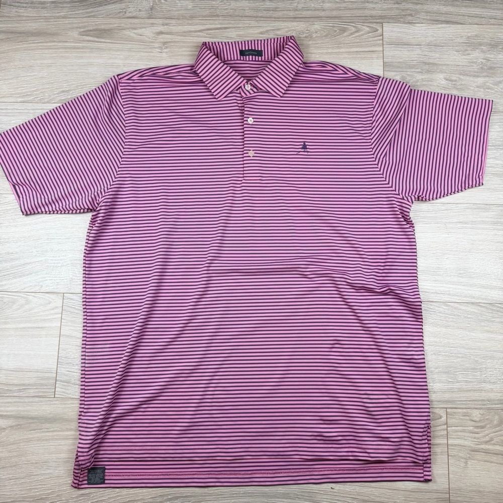 Turtleson Stripe Golf Polo‎ Shirt Men's XL Short Sleeve Embroidered